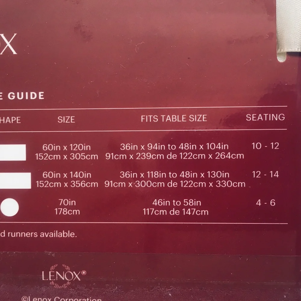 new LENOX 60x140 inch Christmas Holiday Nouveau Tablecloth (seats 12 to 14)